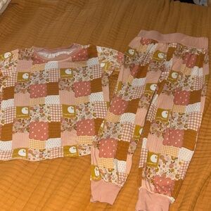 Carhartt Kids' Pink Patchwork Cotton Pajama’s Set bamboo